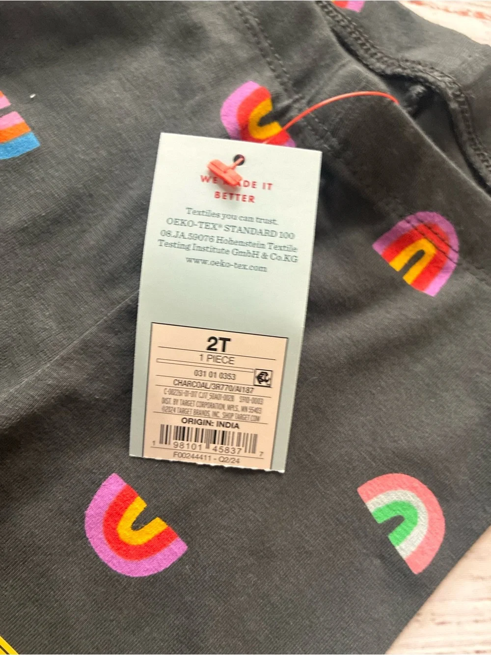Cat & Jack Toddler Rainbow Print Charcoal Leggings 2T